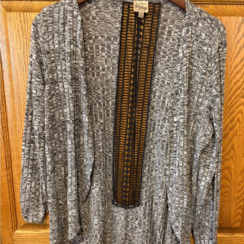 Gray Open-Front Cardigan